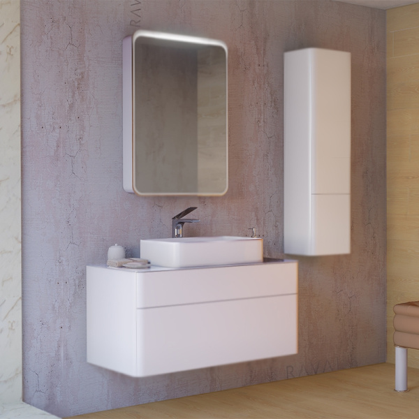 Тумба под раковину RAVAL Pure 100 подвесная белая Pur.01.100/P/W