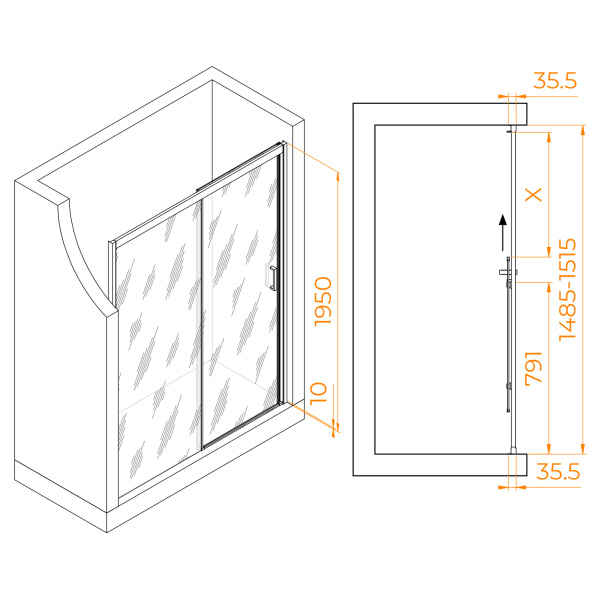 Душевая дверь 150 см RGW Passage PA-017-B 350801715-24 матовое