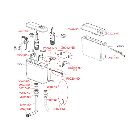Смывной бачок скрытого монтажа Alcaplast Uni A94-1/2"