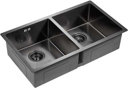 Кухонная мойка Paulmark  Twin PM237844-GM вороненая сталь