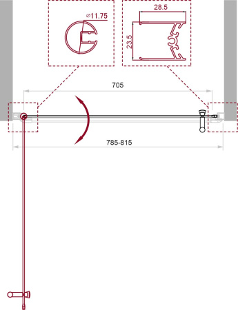 Душевая дверь (80х185) BelBagno UNO-B-1-80-C-Cr