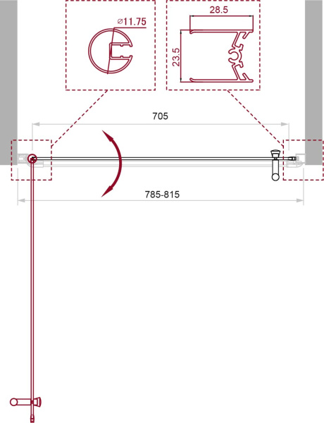 Душевая дверь (80х185) BelBagno UNO-B-1-80-C-Cr