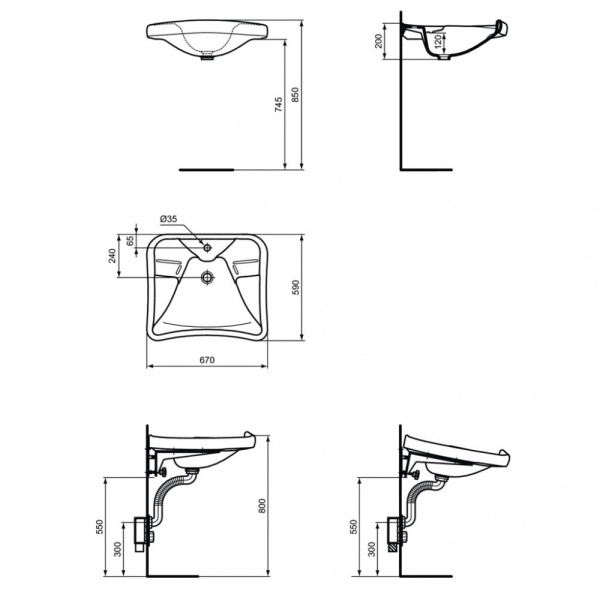 Раковина подвесная Ideal Standard ATLANTIS J040300, белый