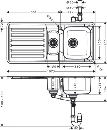 Мойка для кухни HANSGROHE 43342800