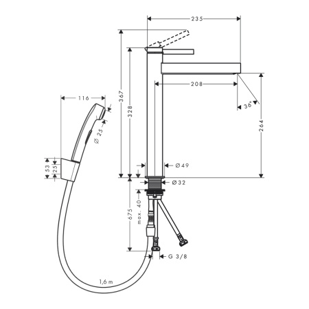Смеситель для раковины с гигиеническим душем Hansgrohe HG Finoris 76220000