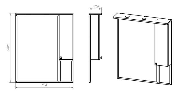 Зеркало-шкаф (83х105) Misty Латте 85 правый П-Лат02085-012П