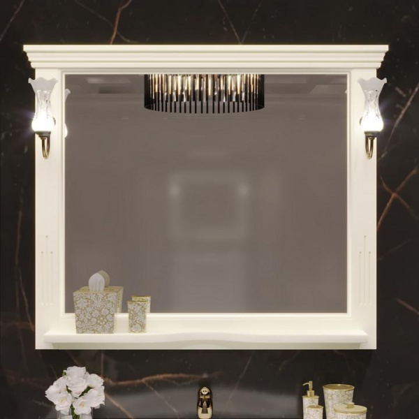 Зеркало Opadiris Риспекто 100 00-00007047  слоновая кость, с выключателем, без светильника