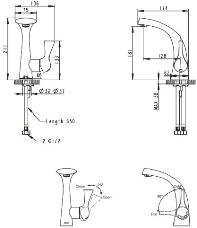 Смеситель для раковины Bravat NIZZA F14691C-1