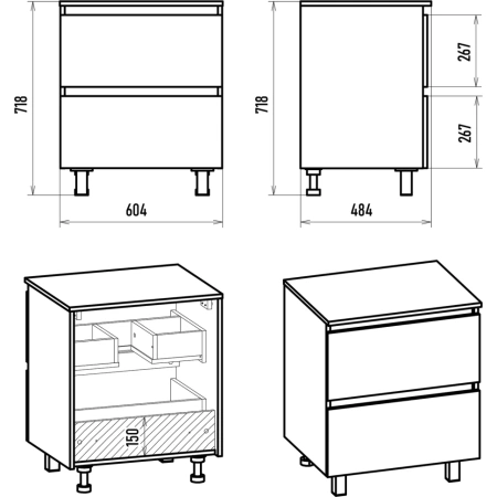 Тумба под раковину Brevita Dakota 60 DAK-07060-19/02-2Я