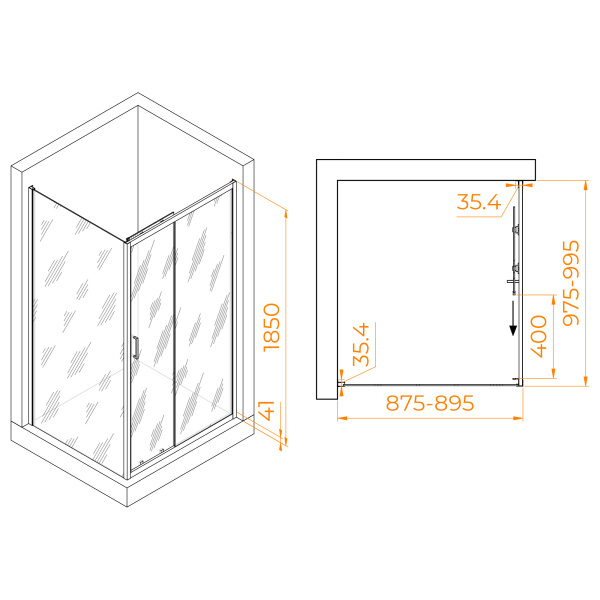 Душевой уголок (100х90) RGW Passage PA-145 020814590-11 прозрачное