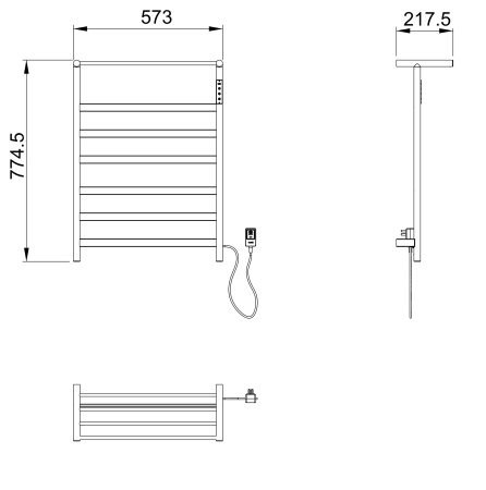 Полотенцесушитель электрический WONZON & WOGHAND ESSEN, черный матовый WW-A403-MB