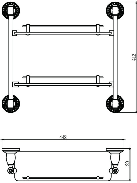 Полка прямая Savol двойная стеклянная 40 см S-006622H