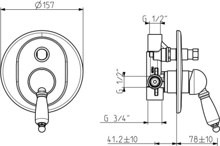 Смеситель для ванны и душа Gattoni 2734/27V0.CHbr