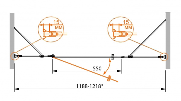 Душевая дверь в нишу Cezares ROYAL PALACE-A-B-13-90+60/60-CP-G