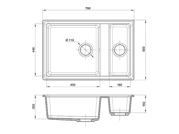 Кухонная мойка GranFest Level 760K, LV-760K серый