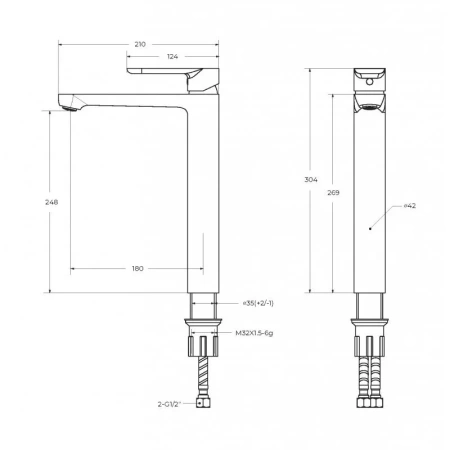 Смеситель для раковины CEZARES STYLUS-LC-BORO-W0