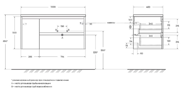 Тумба под раковину BelBagno Kraft 100 KRAFT-1000-2C-1A-SO-RGB-R