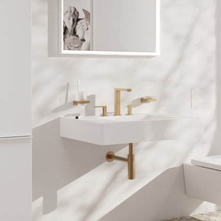 Смеситель для раковины на 3 отверстия с донным клапаном Push-Open Hansgrohe Tecturis E 73030140 шлифованная бронза