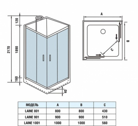 Душевая кабина WeltWasser LAINE 801 (10000003258)