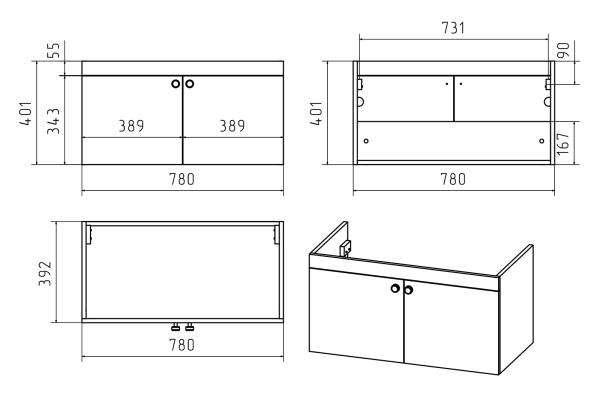 Тумба под раковину Misty Тондо 80  П-Тон09080-012