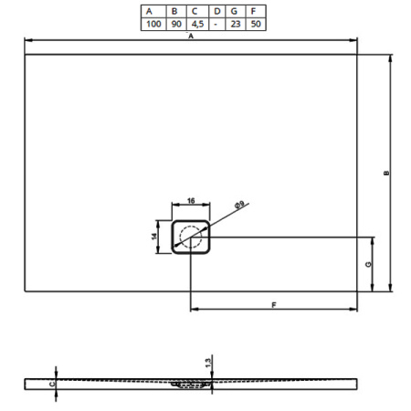 Душевой поддон (100х90) Riho Basel D005021005