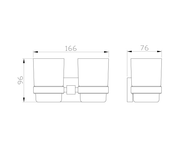 Два стакана для зубных щеток с держателем WONZON & WOGHAND POLO, брашированный никель WW-8928-BN