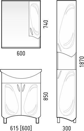 Зеркальный шкаф (60х74) Corozo Кентис 60 SD-00000288