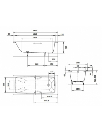 Стальная ванна (180х80) Kaldewei Cayono Star 757 Standard 275700010001