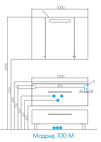 Зеркальный шкаф Aquaton Мадрид 100 со светильником белый 1A111602MA010