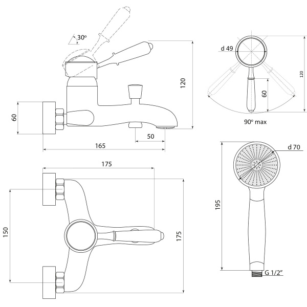 Смеситель для ванны Славен Коттедж М СЛ-ОД-М30