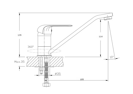 Смеситель для кухонной мойки RUSH Fiji FI1835-25