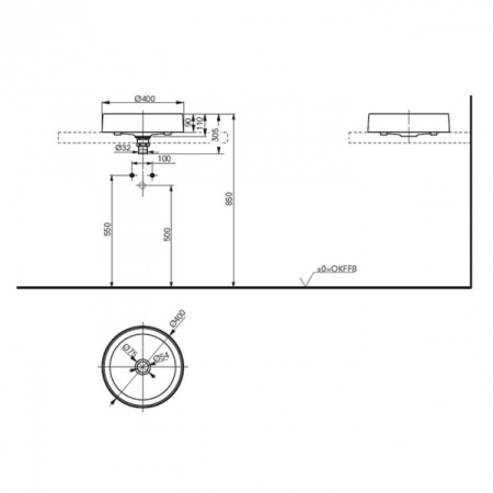 Раковина накладная круглая TOTO Luminist/R MRZ700BCB1