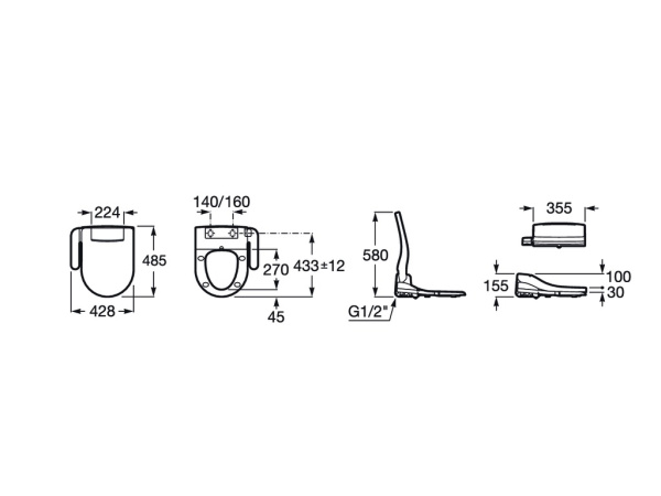 Электронная крышка-биде Roca Multiclean Advance Round 804001001 Электронная крышка-биде Roca Multiclean Advance Round 804001001