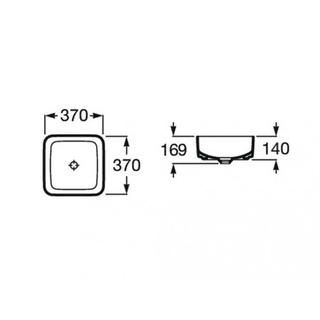 Раковина накладная (37х37) Roca Inspira square 327532640 оникс