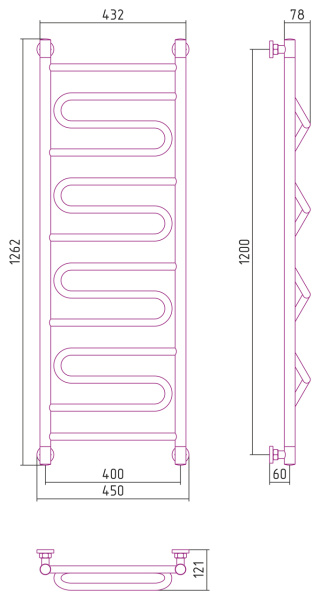 Полотенцесушитель Водяной Сунержа Элегия + (120х40) Матовый Белый 30-0205-1240 Полотенцесушитель Водяной Сунержа Элегия + (120х40) Матовый Белый 30-0205-1240