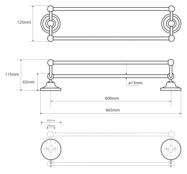 Двойной держатель полотенца Bemeta Retro 144104237 Двойной держатель полотенца Bemeta Retro 144104237