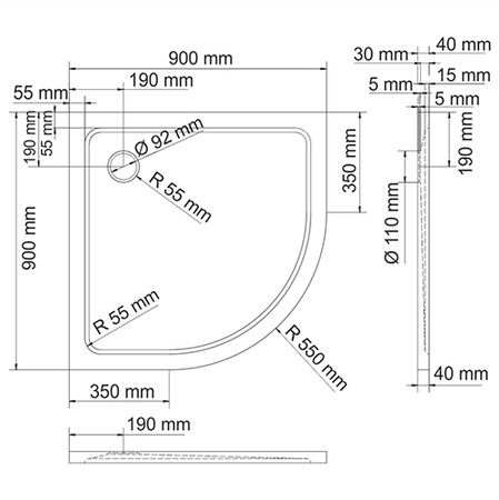 Душевой поддон (90х90) WasserKRAFT Berkel 48T01