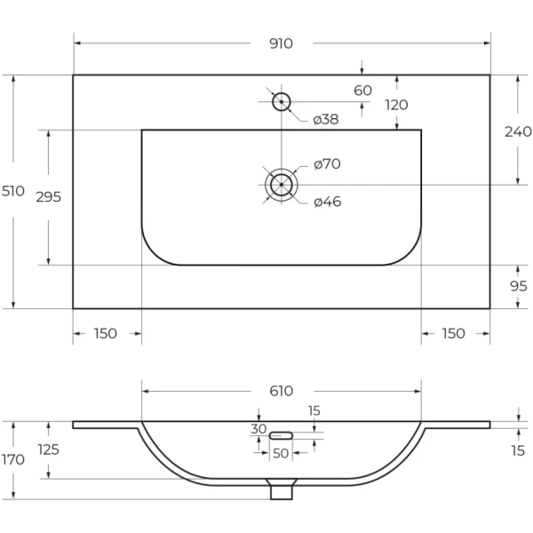 Керамическая раковина CEZARES CZR-8099-90/50