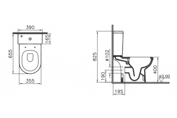 Унитаз безободковый Vitra S50 Open-back 9797B003-7203