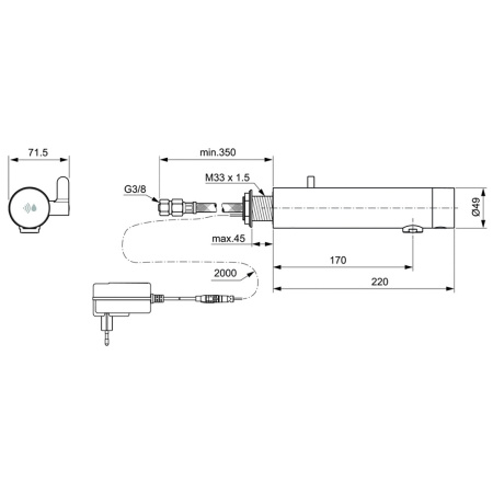 Смеситель электронный для раковины Ideal Standard Ceraplus A7564AA, хром