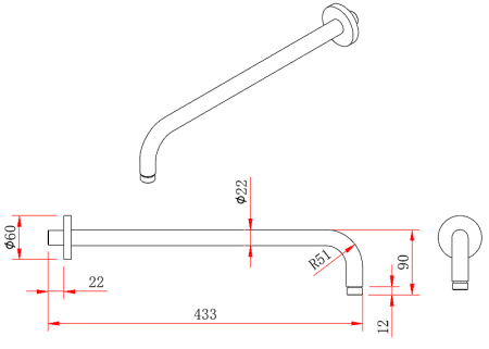 Кронштейн для верхнего душа Berges Wasserhaus Ventas R Black 074010