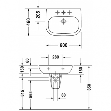 Раковина подвесная (60х48) DURAVIT D-CODE 23106000002 