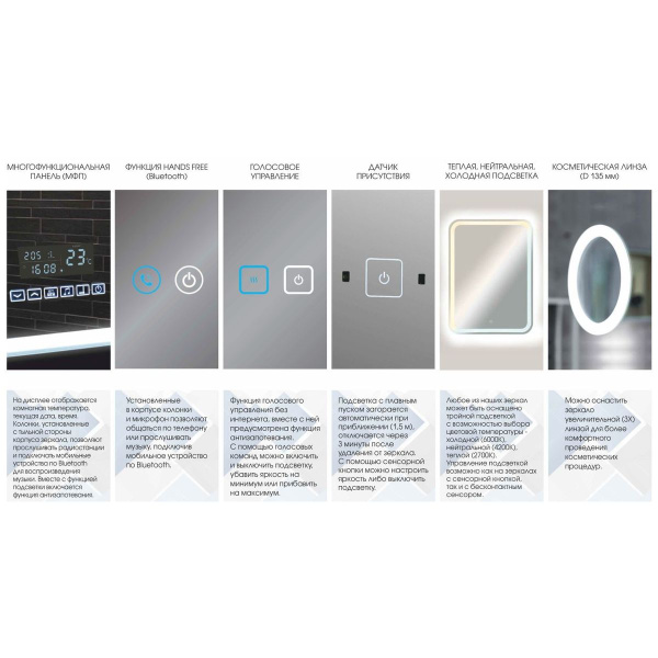 Зеркало с подсветкой (90x90) Continent Ajour ЗЛП2248