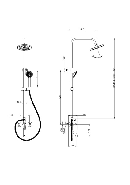 Тропическая душевая система с изливом Rush ST4235-11