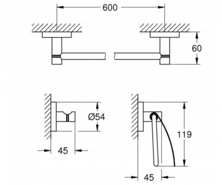 Набор аксессуаров 3 в 1 GROHE ESSENTIALS 40775EN1