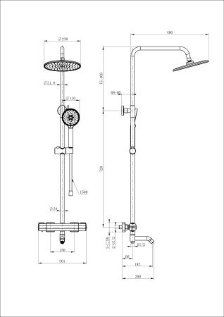 Душевая система с термостатом WONZON & WOGHAND STAY 1, хром WW-B3051-A1-CR
