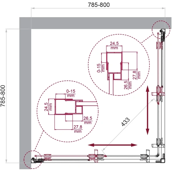 Душевой уголок BelBagno Luce LUCE-A-2-80-C-ORO