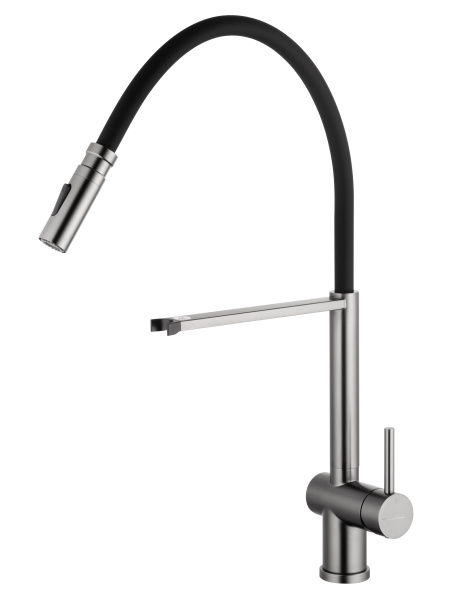 Смеситель для кухни с гибким изливом WONZON & WOGHAND, темный графит WW-88438003-BGM