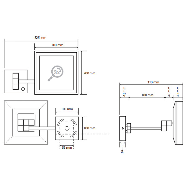 Косметическое зеркало с подсветкой Bemeta 116201202