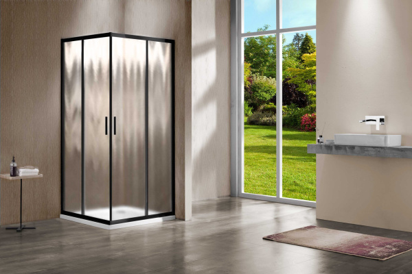 Душевой уголок Vincea  Garda VSS-1G900CHB (90х90) черный, стекло шиншилла